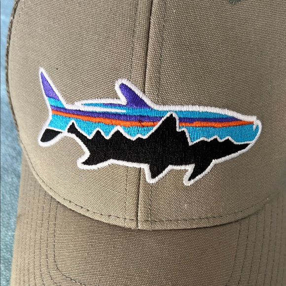 Patagonia Brown Trucker Hat with Fish Logo - Picture 2 of 9